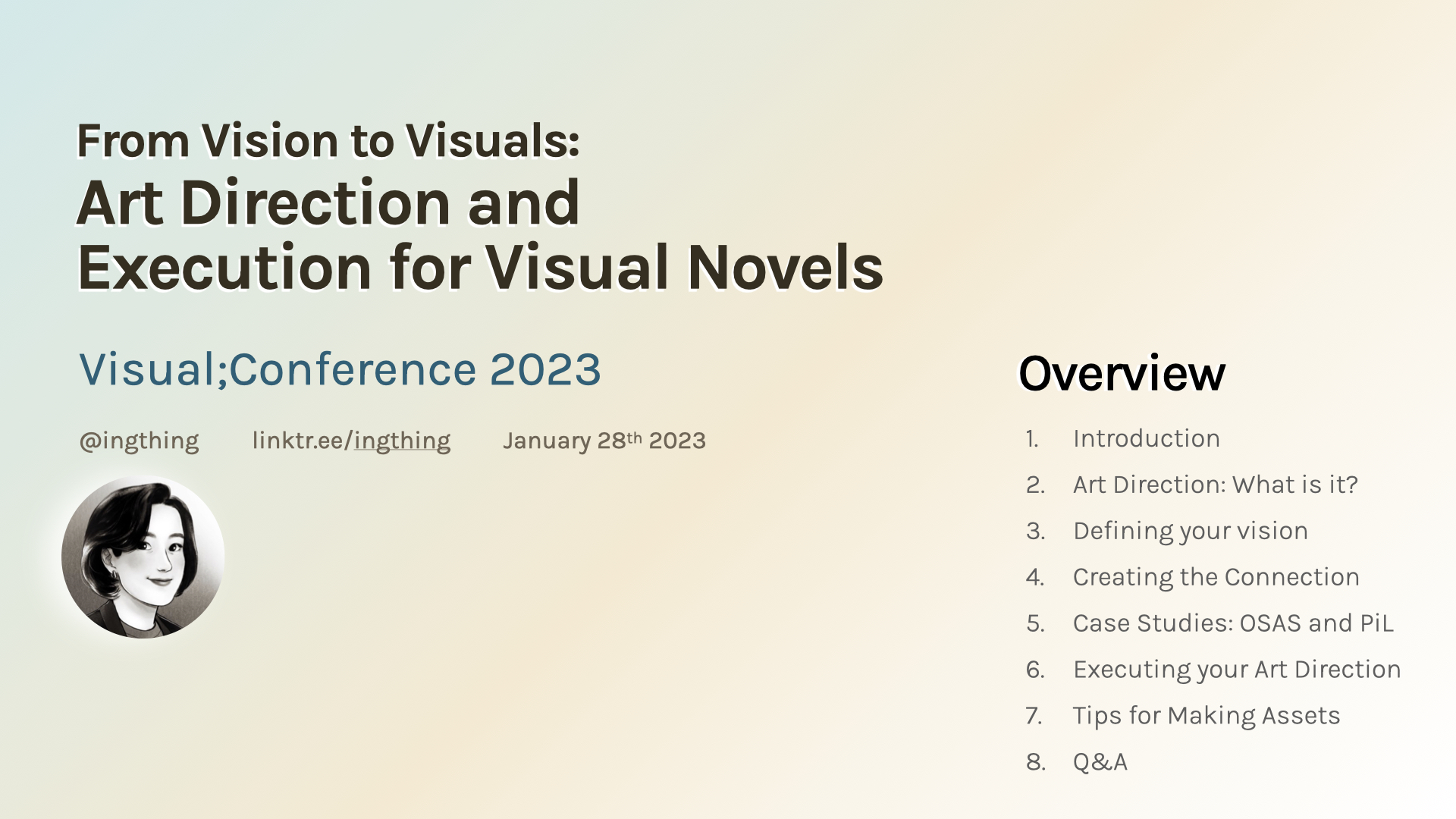 From Vision to Visuals: Art Direction and Execution in Visual Novels for VN;Conf 2023 (Transcript)